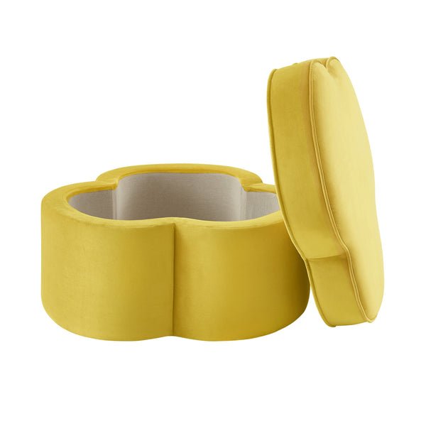 Homeroots 28" Yellow Velvet Specialty Cocktail Ottoman Yellow  490713