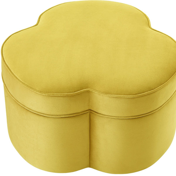 Homeroots 28" Yellow Velvet Specialty Cocktail Ottoman Yellow  490713