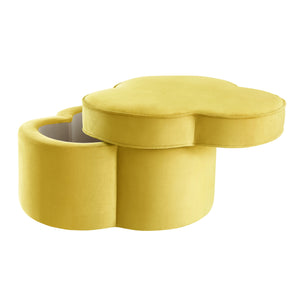 Homeroots 28" Yellow Velvet Specialty Cocktail Ottoman Yellow  490713