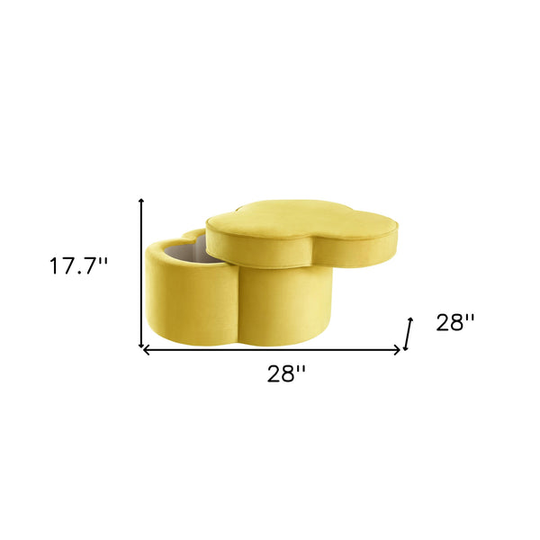 Homeroots 28" Yellow Velvet Specialty Cocktail Ottoman Yellow  490713