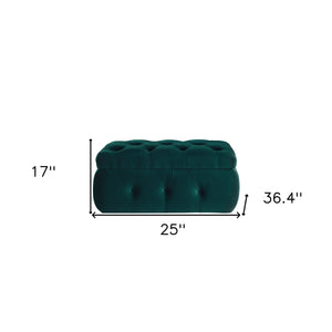 Homeroots 25" Green Velvet Tufted Storage Ottoman Emerald Green,Velvet  490720