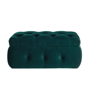 Homeroots 25" Green Velvet Tufted Storage Ottoman Emerald Green,Velvet  490720