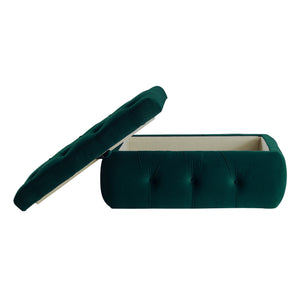 Homeroots 25" Green Velvet Tufted Storage Ottoman Emerald Green,Velvet  490720