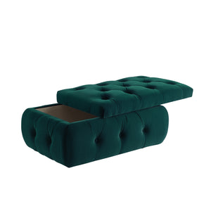 Homeroots 25" Green Velvet Tufted Storage Ottoman Emerald Green,Velvet  490720