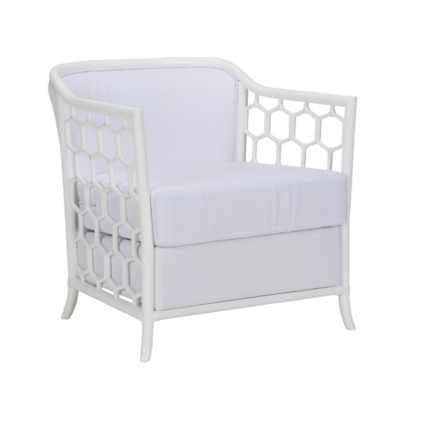 Wildwood Cefalu Lounge Chair With Handwoven Rattan Honeycomb Frame And Muslin Cushions For Coastal Rooms 490722