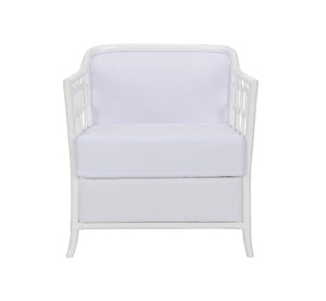 Wildwood Cefalu Lounge Chair With Handwoven Rattan Honeycomb Frame And Muslin Cushions For Coastal Rooms 490722