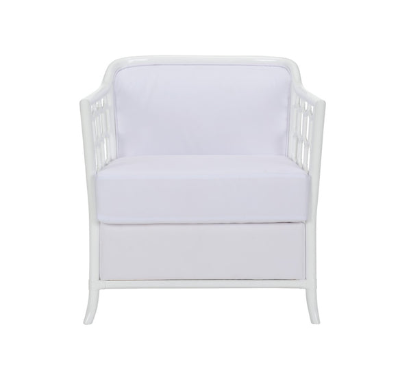 Wildwood Cefalu Lounge Chair With Handwoven Rattan Honeycomb Frame And Muslin Cushions For Coastal Rooms 490722