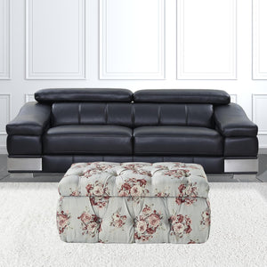 Homeroots 25" Pink Linen Tufted Floral Storage Manor Floral,Linen  490725