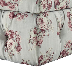 Homeroots 25" Pink Linen Tufted Floral Storage Manor Floral,Linen  490725