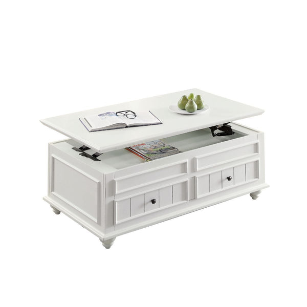 Homeroots 48" White Lift Top Coffee Table With Two Drawers   490742