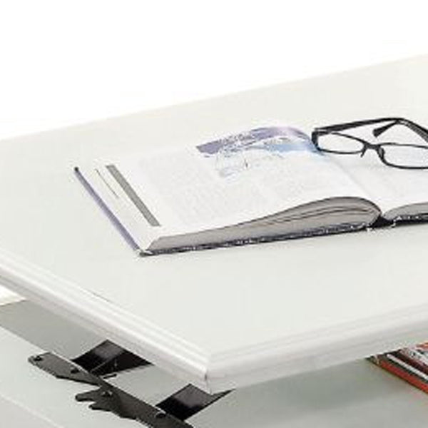 Homeroots 48" White Lift Top Coffee Table With Two Drawers   490742