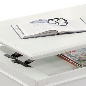Homeroots 48" White Lift Top Coffee Table With Two Drawers   490742