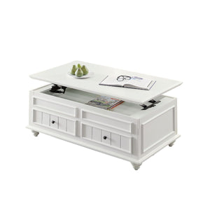 Homeroots 48" White Lift Top Coffee Table With Two Drawers   490742