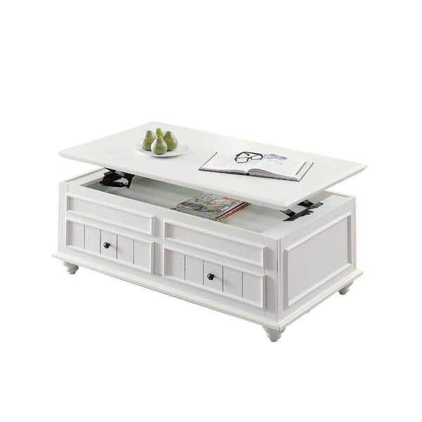 Homeroots 48" White Lift Top Coffee Table With Two Drawers   490742