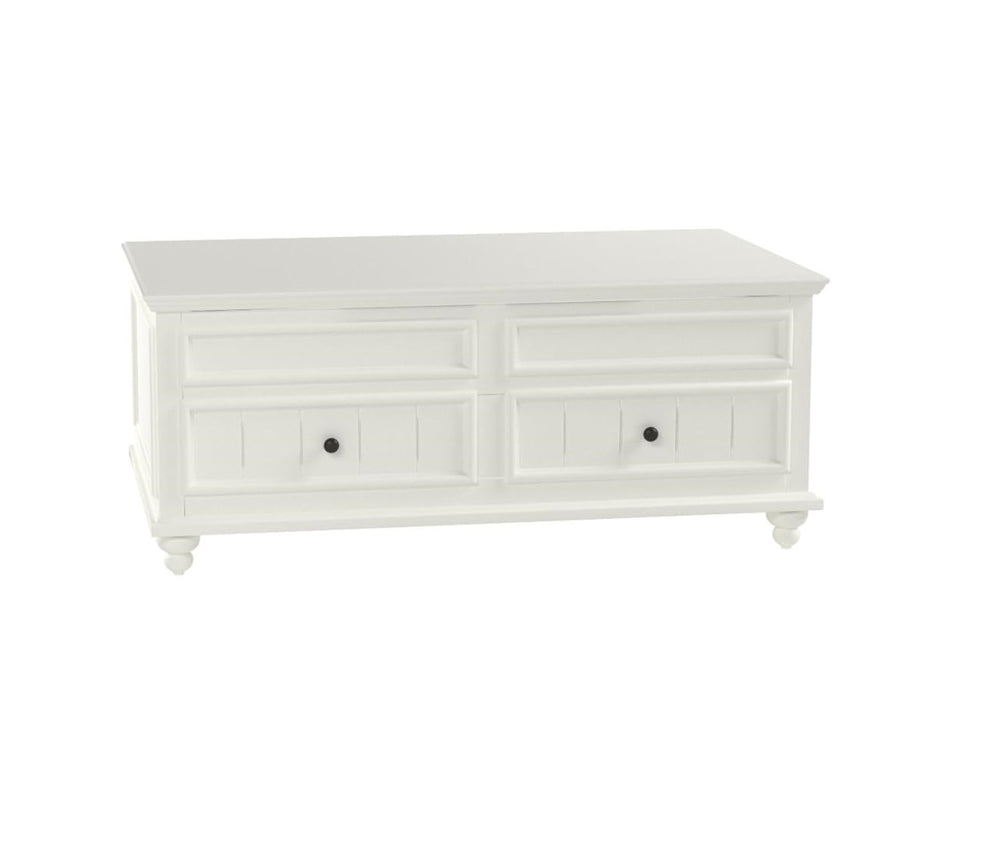 Homeroots 48" White Lift Top Coffee Table With Two Drawers   490742