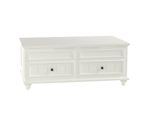 Homeroots 48" White Lift Top Coffee Table With Two Drawers   490742