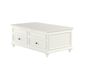 Homeroots 48" White Lift Top Coffee Table With Two Drawers   490742