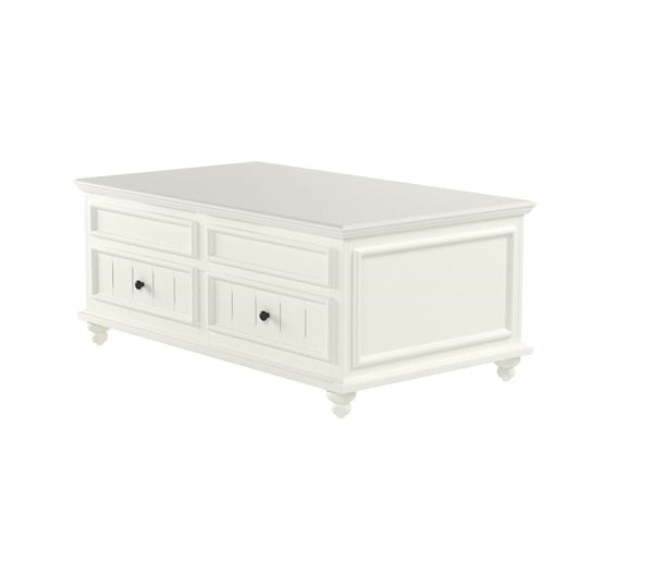 Homeroots 48" White Lift Top Coffee Table With Two Drawers   490742