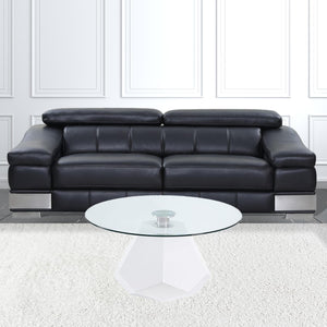 Homeroots 34" Clear And White Glass Round Coffee Table   490751