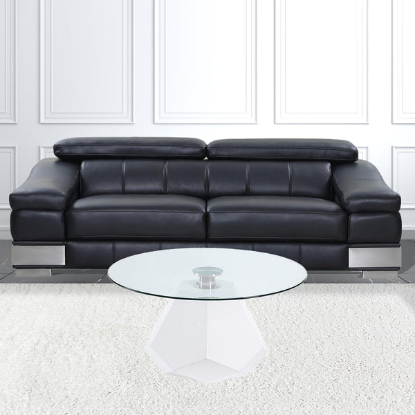 Homeroots 34" Clear And White Glass Round Coffee Table   490751