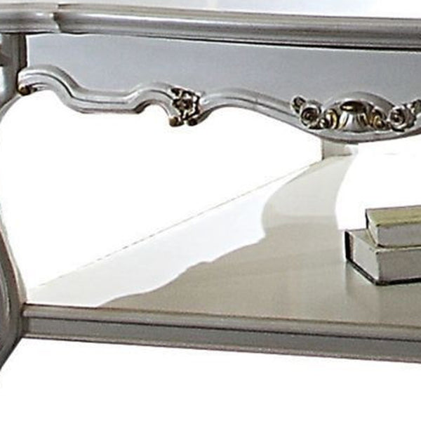 Homeroots 47" Pearl Solid And Manufactured Wood Coffee Table With Shelf   490753