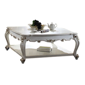 Homeroots 47" Pearl Solid And Manufactured Wood Coffee Table With Shelf   490753