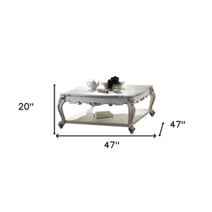 Homeroots 47" Pearl Solid And Manufactured Wood Coffee Table With Shelf   490753