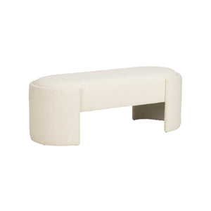 Wildwood Prix Bench Sculptural Bouclé Upholstered Bench 50" — Curved Cream Seat, Airy Base, Durable Performance Fabric 490762