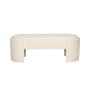 Wildwood Prix Bench Sculptural Bouclé Upholstered Bench 50" — Curved Cream Seat, Airy Base, Durable Performance Fabric 490762