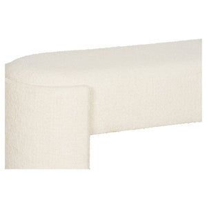 Wildwood Prix Bench Sculptural Bouclé Upholstered Bench 50" — Curved Cream Seat, Airy Base, Durable Performance Fabric 490762