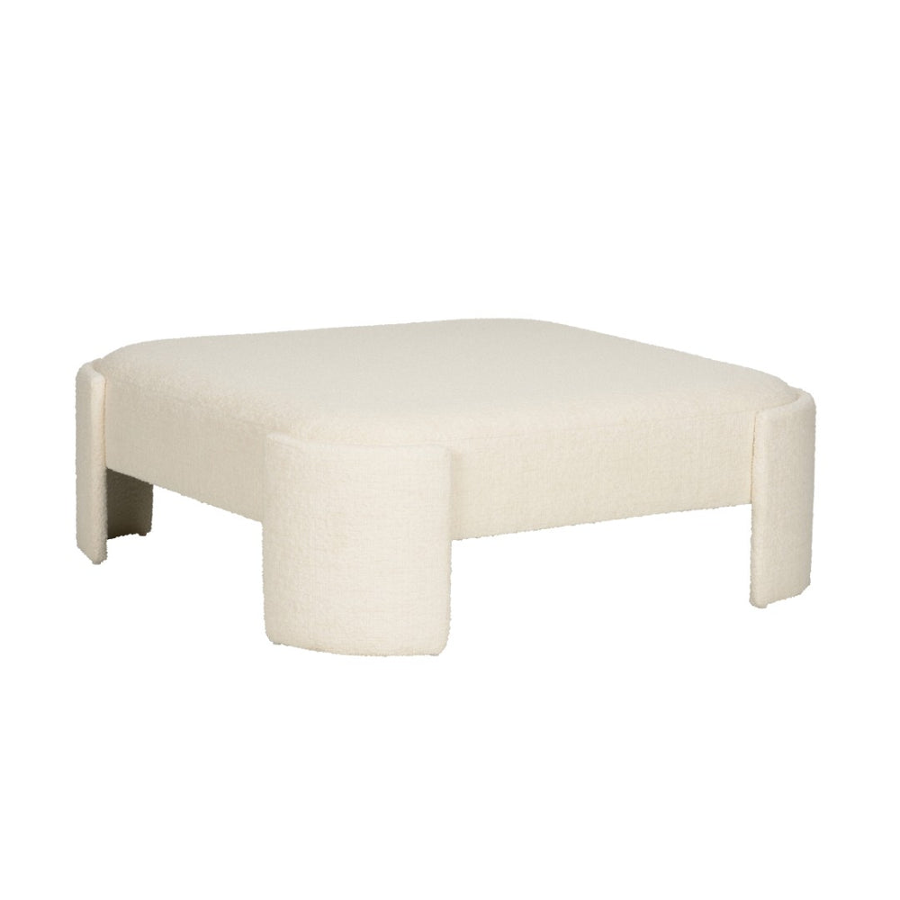 Wildwood Prix Ottoman Plush Bouclé 49" Square Curved Accent Ottoman — Cream Multiuse Seat, Footrest, Table Alternative 490763