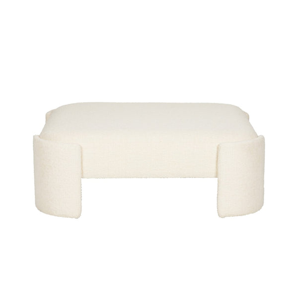 Wildwood Prix Ottoman Plush Bouclé 49" Square Curved Accent Ottoman — Cream Multiuse Seat, Footrest, Table Alternative 490763