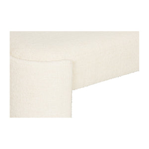 Wildwood Prix Ottoman Plush Bouclé 49" Square Curved Accent Ottoman — Cream Multiuse Seat, Footrest, Table Alternative 490763