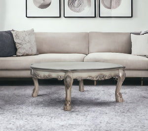 Homeroots 54" Bone Solid And Manufactured Wood Coffee Table   490764