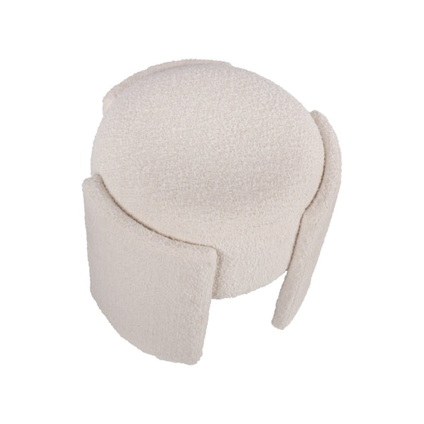 Wildwood Prix Plush Boucle Stool — Sculptural Three-Leg Accent Seat, Compact 18" X19" White Upholstery Comfort 490765