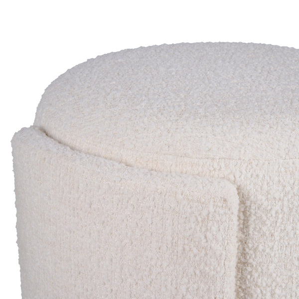 Wildwood Prix Plush Boucle Stool — Sculptural Three-Leg Accent Seat, Compact 18" X19" White Upholstery Comfort 490765