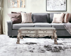 Homeroots 57" Bone Solid And Manufactured Wood Coffee Table With Two Drawers   490765