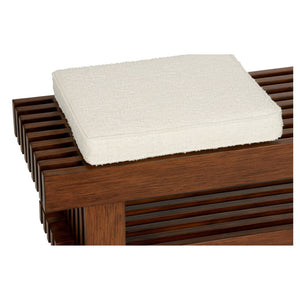 Wildwood Maki Bench With Walnut Slatted Frame And Performance Bouclé Cushions — Stylish Entryway Or Bedroom Seat 490771