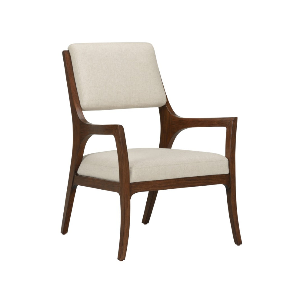 Wildwood Eichler Arm Chair With Walnut Arms And Natural Linen-Blend Upholstery, Mid-Century Modern Comfort And Style 490772