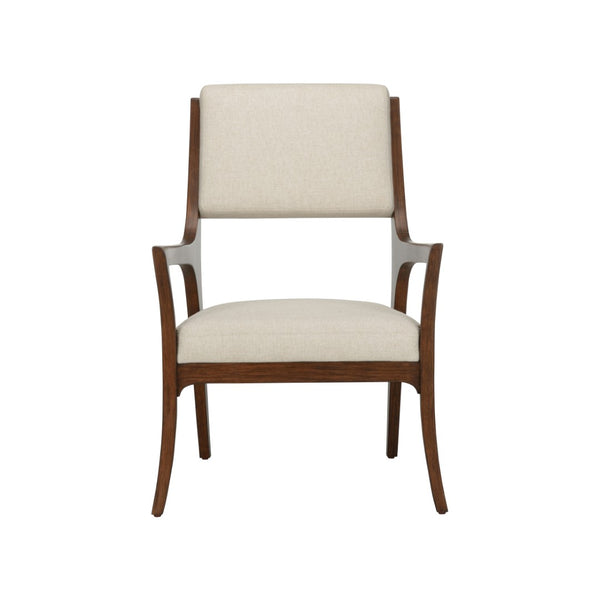 Wildwood Eichler Arm Chair With Walnut Arms And Natural Linen-Blend Upholstery, Mid-Century Modern Comfort And Style 490772