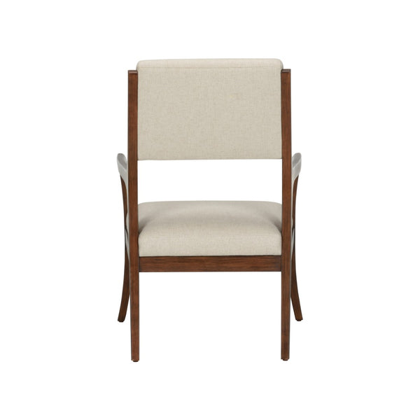 Wildwood Eichler Arm Chair With Walnut Arms And Natural Linen-Blend Upholstery, Mid-Century Modern Comfort And Style 490772