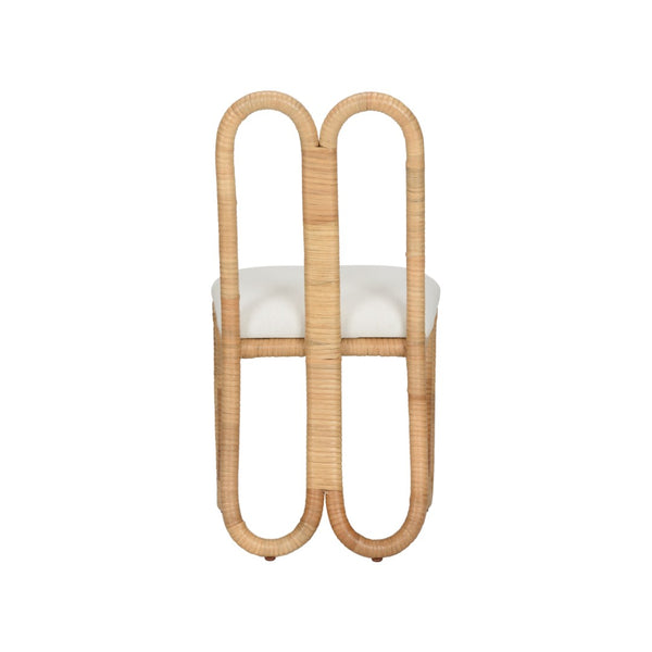 Wildwood Cuixmala Handwoven Rattan Dining Chair With Plush Cushioned Seat, Coastal Tropical Boho Style, Durable 490776