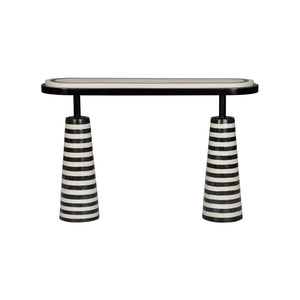 Wildwood Memphis Sculptural Console Table In Black & White Natural Stone — Memphis Group Inspired, Gallery-Ready Statement Piece 490780