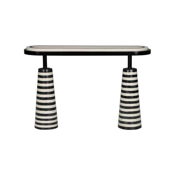 Wildwood Memphis Sculptural Console Table In Black & White Natural Stone — Memphis Group Inspired, Gallery-Ready Statement Piece 490780