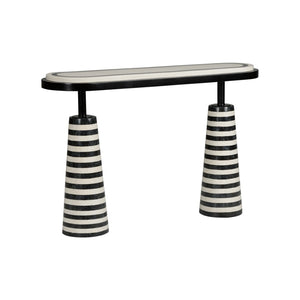 Wildwood Memphis Sculptural Console Table In Black & White Natural Stone — Memphis Group Inspired, Gallery-Ready Statement Piece 490780