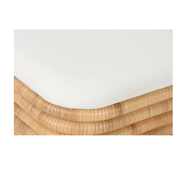 Wildwood Sofia Woven Rattan Ottoman With Cushioned Top — Compact 18"X22" Seat, Coastal-Boho Accent Bench For Small Spaces 490782