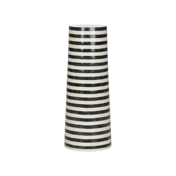 Wildwood Memphis Striped Stone Pedestal — Black & White Layered Marble Sculpture Stand, 36"H Display Base 490785