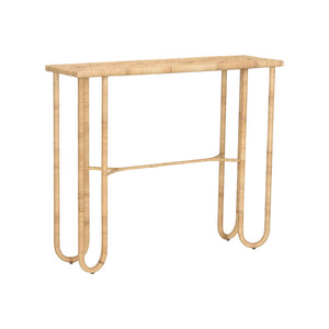 Wildwood Cuixmala Woven Rattan Console Table 48" Wide — Coastal Boho Entryway Accent, Slim 14.5" Depth 490796