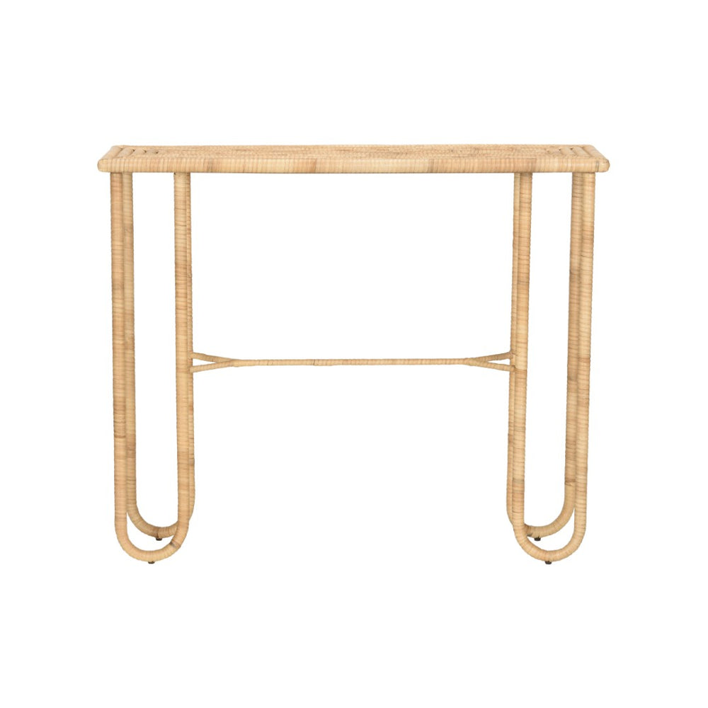 Wildwood Cuixmala Woven Rattan Console Table 48" Wide — Coastal Boho Entryway Accent, Slim 14.5" Depth 490796