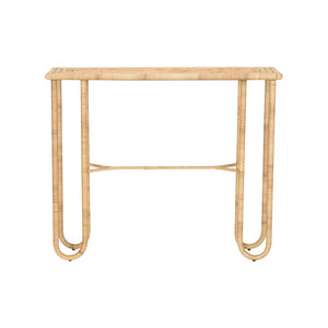 Wildwood Cuixmala Woven Rattan Console Table 48" Wide — Coastal Boho Entryway Accent, Slim 14.5" Depth 490796